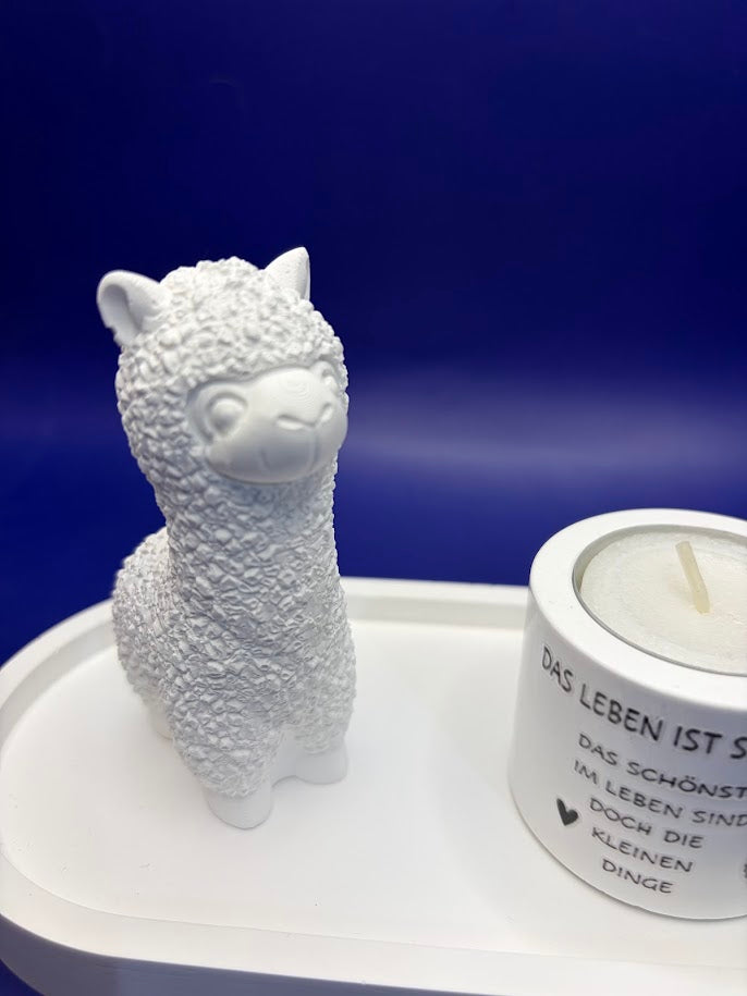 NO DRAMA LAMA – Kerzenhalter mit Teelicht aus Gips