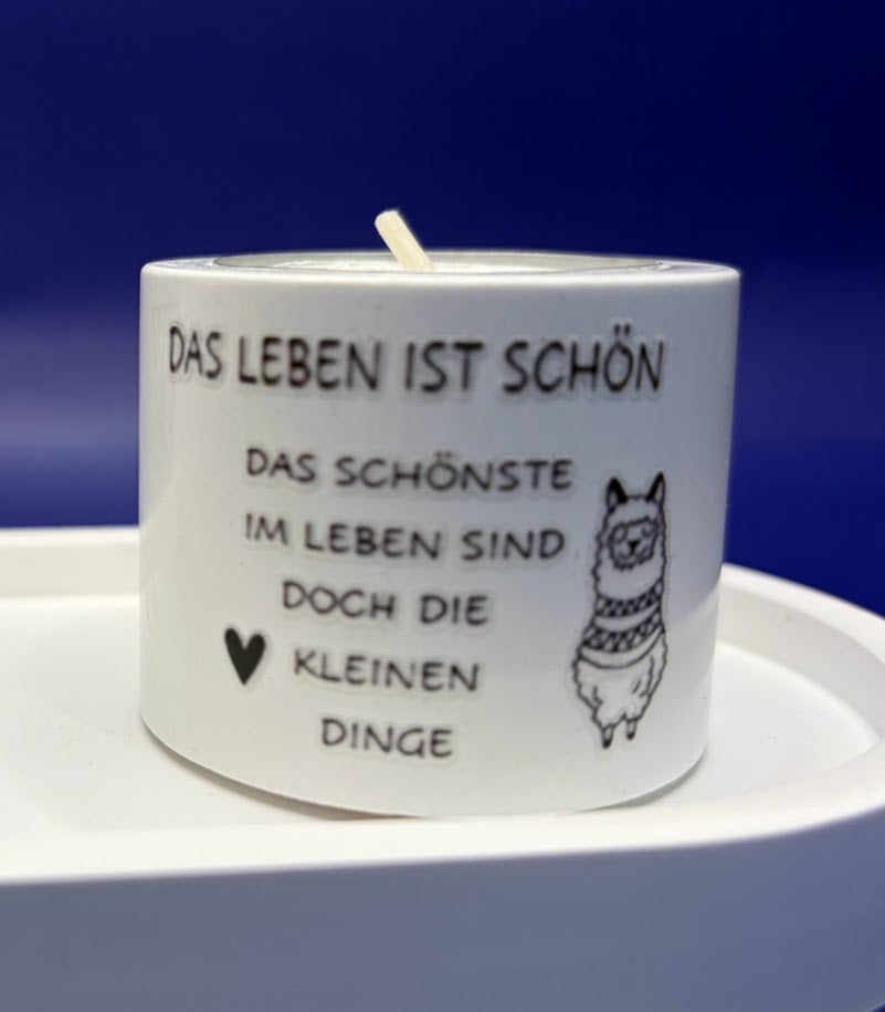 NO DRAMA LAMA – Kerzenhalter mit Teelicht aus Gips