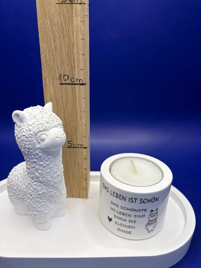 NO DRAMA LAMA – Kerzenhalter mit Teelicht aus Gips